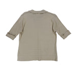 SML Design Polo Sweater Women Medium Tan Short Sleeve Cotton Blend Ribbed NWT - take2supply