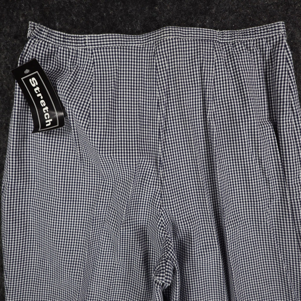 Southern Lady Pants Womens 14 Navy White Gingham Cotton Stretch Side Zip NWT NOS - take2supply