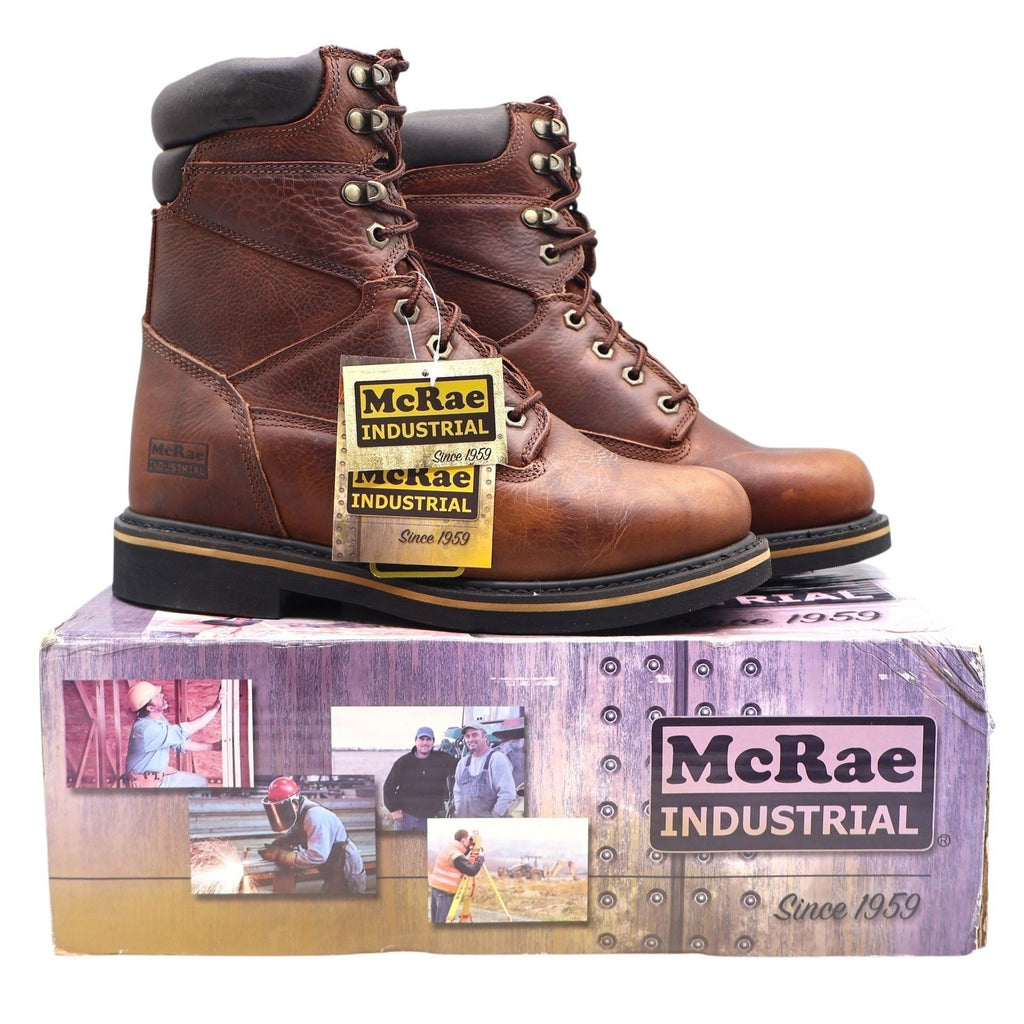 McRae Industrial Work Boots Mens 9.5 Brown Leather EH NST Lace Up MR88122 NEW - take2supply
