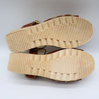 Party Lane Wedge Sandals Toddler Size 10 Vintage Brown Faux Leather Deadstock - take2supply