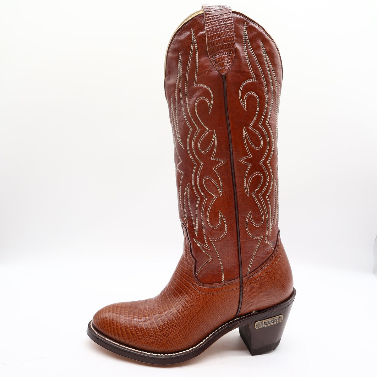 Laredo Vintage 90s Western Cowboy Boots Womens 6 B Brown Lizard Print NWT Box - take2supply