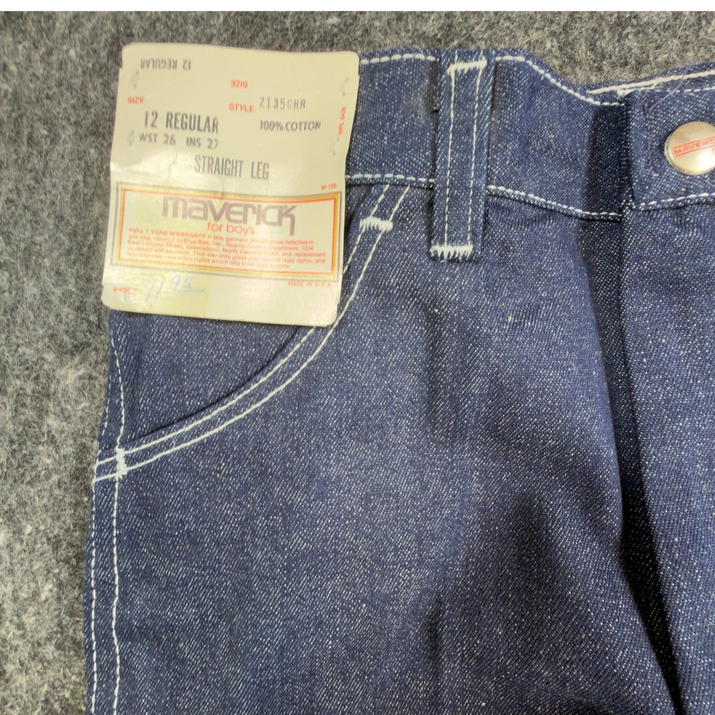 Maverick Vintage 70s Jeans Boys 12 Regular Blue USA Made NOS NWT 26x27 - take2supply