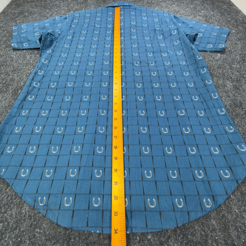 Cumberland Outfitters Y2K Western Shirt Mens L Blue Cotton Horseshoe NWT C455 - take2supply