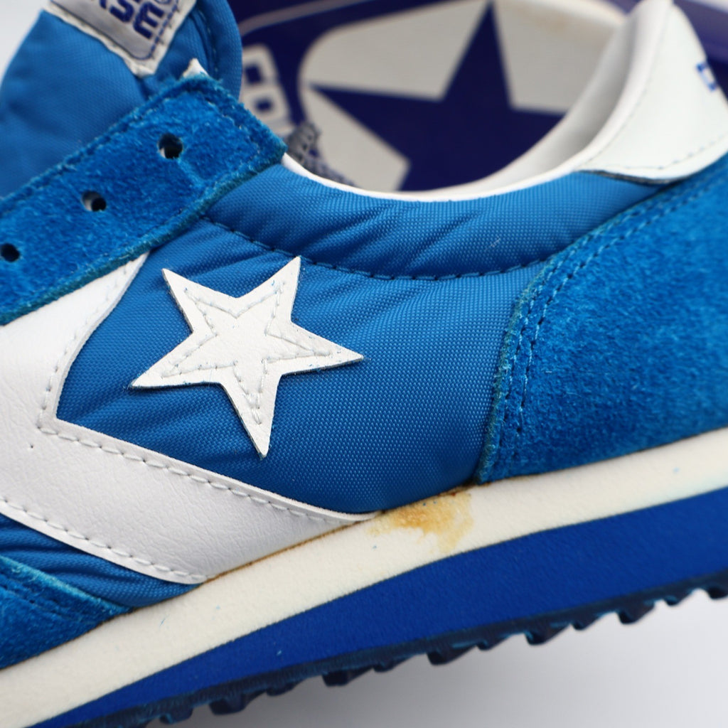 Converse Road Star Boys Size 4 Vintage 80s Blue Suede Nylon Sneakers 28694 NOS - take2supply