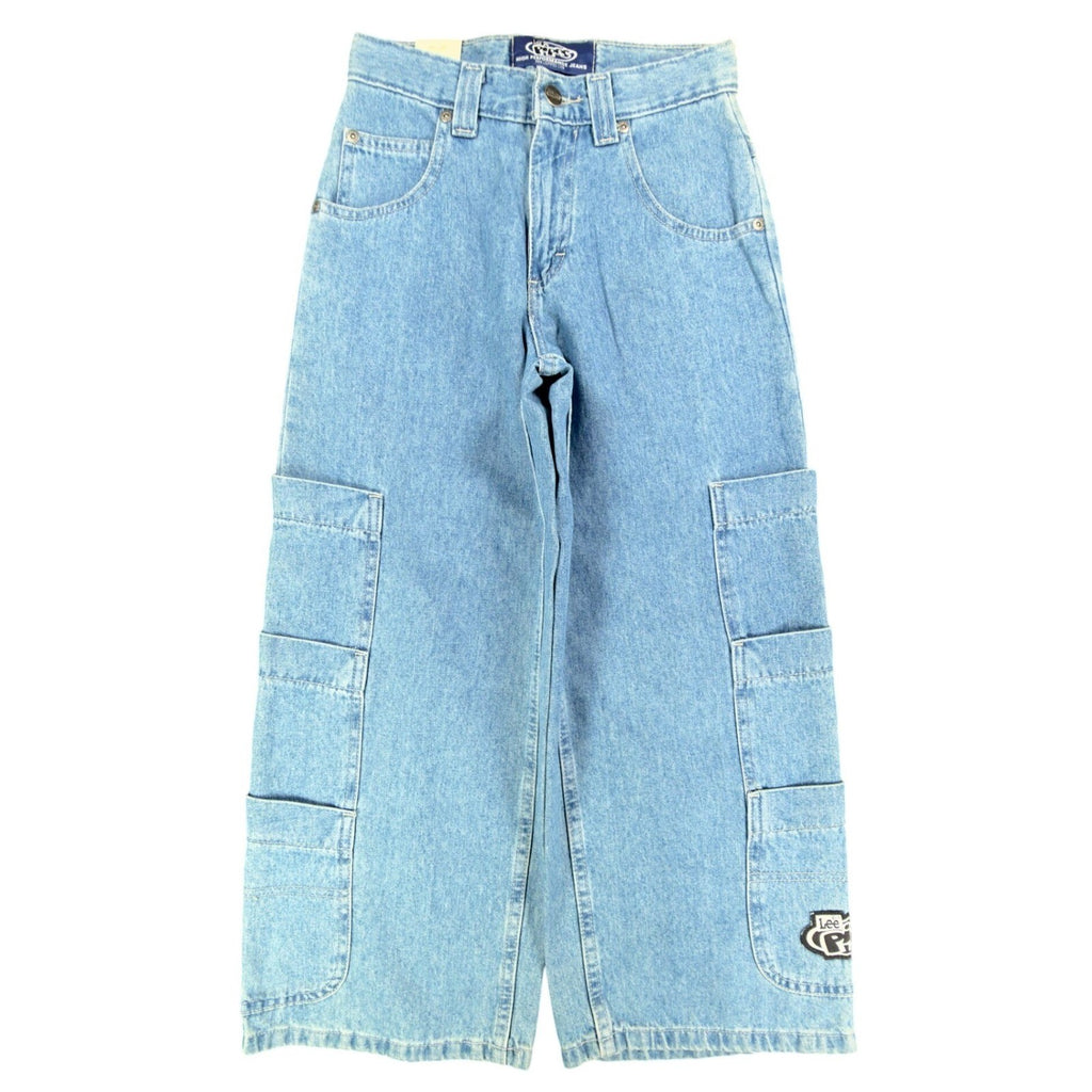 Lee Pipes Y2K Extreme Super Wide Leg Jeans Boys XS Blue Denim NWT Vintage Skater - take2supply