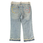 US Polo Assn Y2K Butterfly Jeans Girls 12 Blue Denim Flare Belted USPA NWT - take2supply