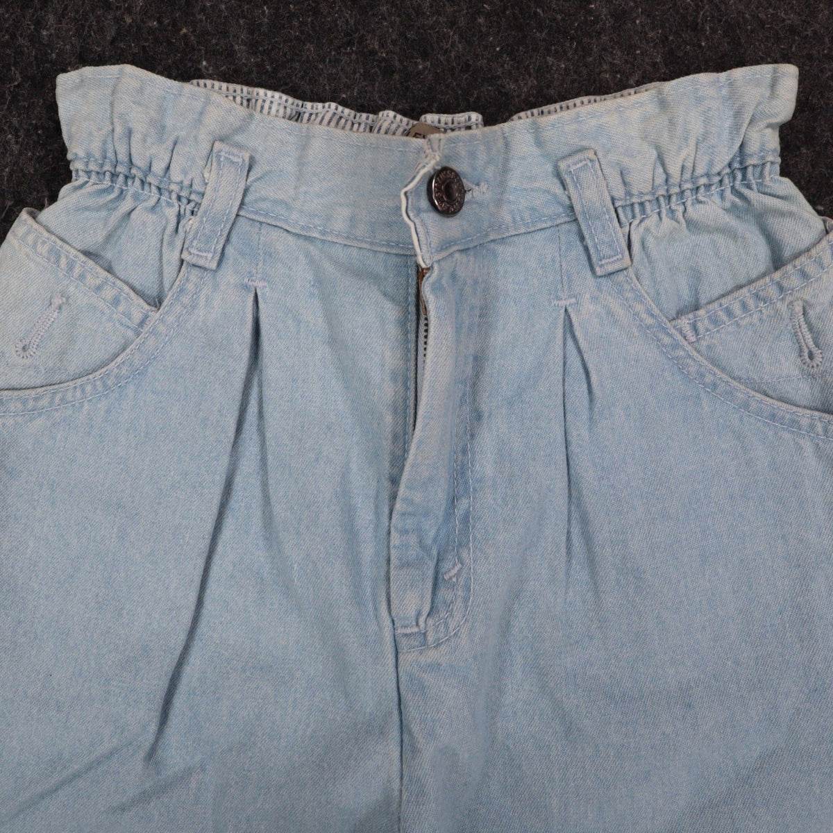 Levi's 917 Denim Shorts Girls 12 Vintage 90s Light Wash Cinch Waist Made in USA - take2supply