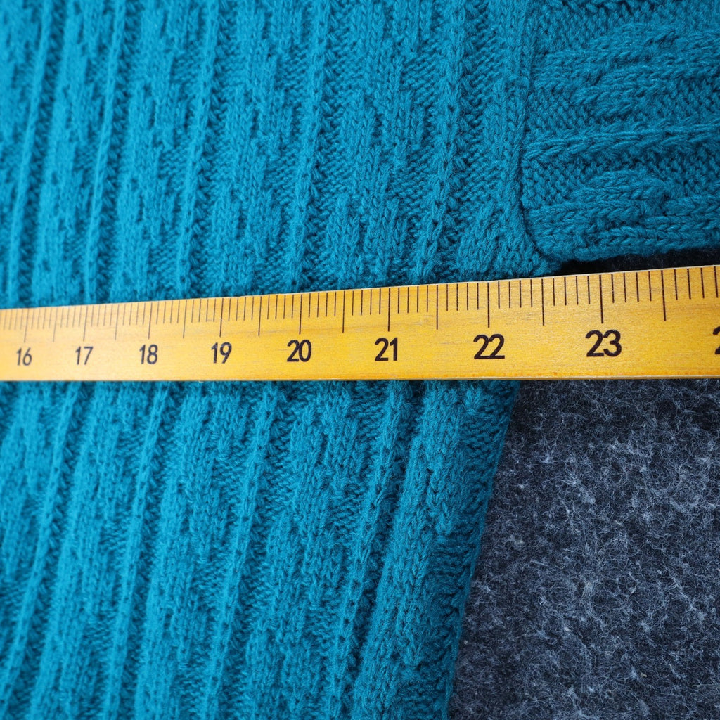Cricket Lane Cardigan Women Medium Petite Vintage 90s Teal Acrylic Knit NWT USA - take2supply