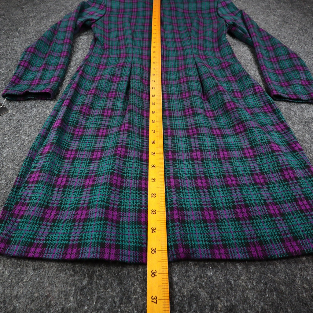 My Michelle Plaid Dress Womens 13/14 Vintage 90s Purple Green Long Sleeve Mini - take2supply