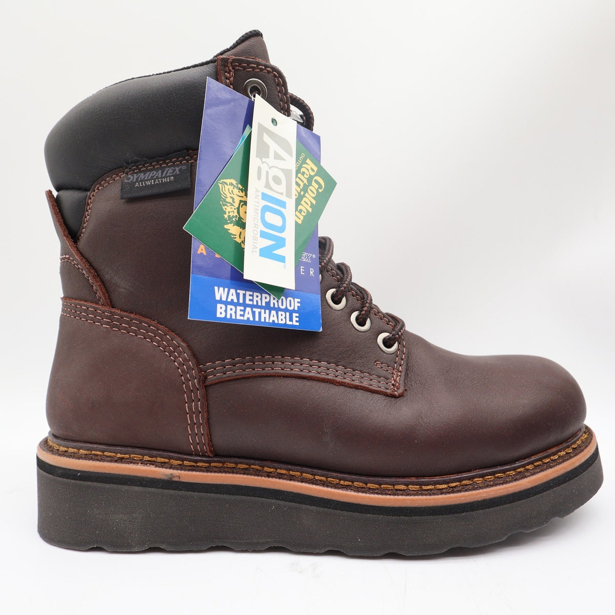 Golden Retriever 3901 Work Boots Mens 9 Dark Brown Leather Waterproof NWT - take2supply