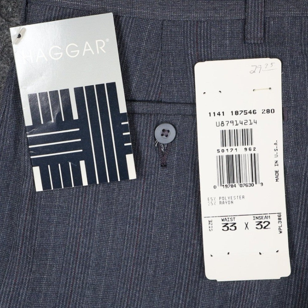 Haggar Pleated Dress Slacks Mens 33x32 Vintage 90s Gray Pinstripe Made in USA - take2supply