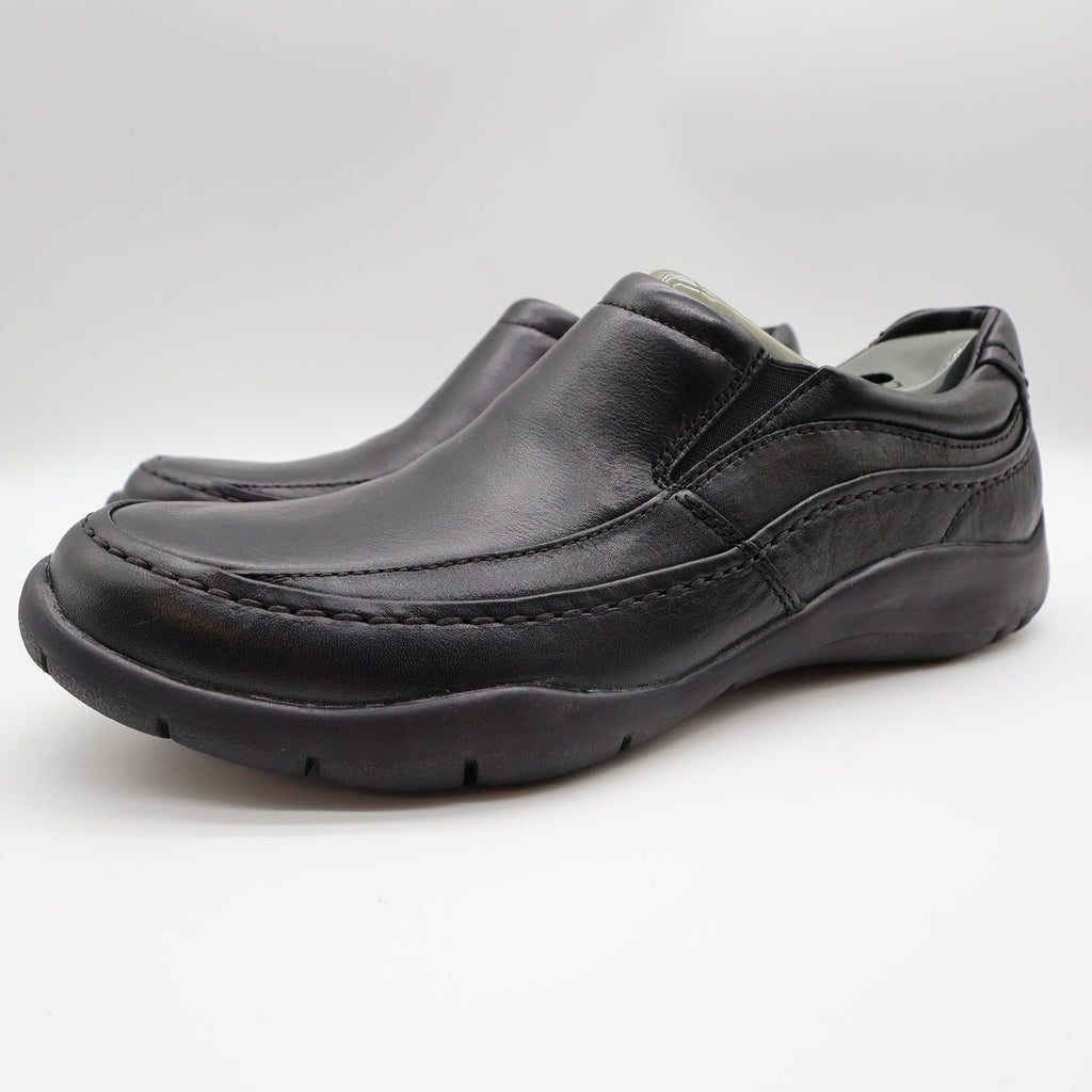 Hush Puppies Zone Slip On Loafers Mens 10 M Black Leather Comfort Shoes H100050 - take2supply