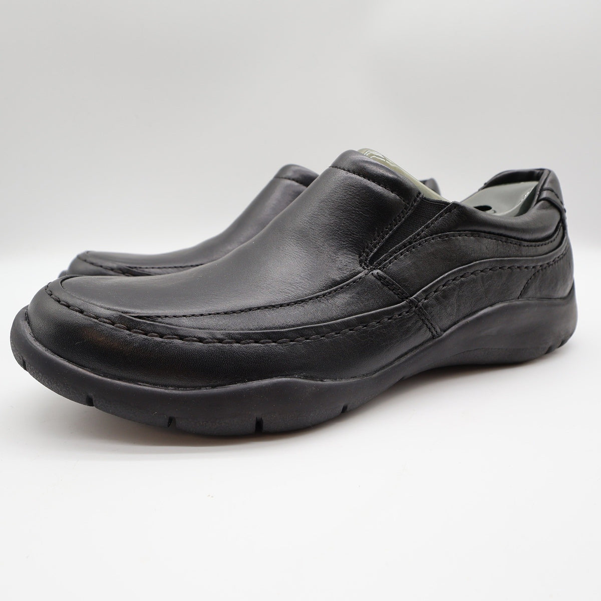 Hush Puppies Zone Slip On Loafers Mens 10 M Black Leather Comfort Shoes H100050 - take2supply