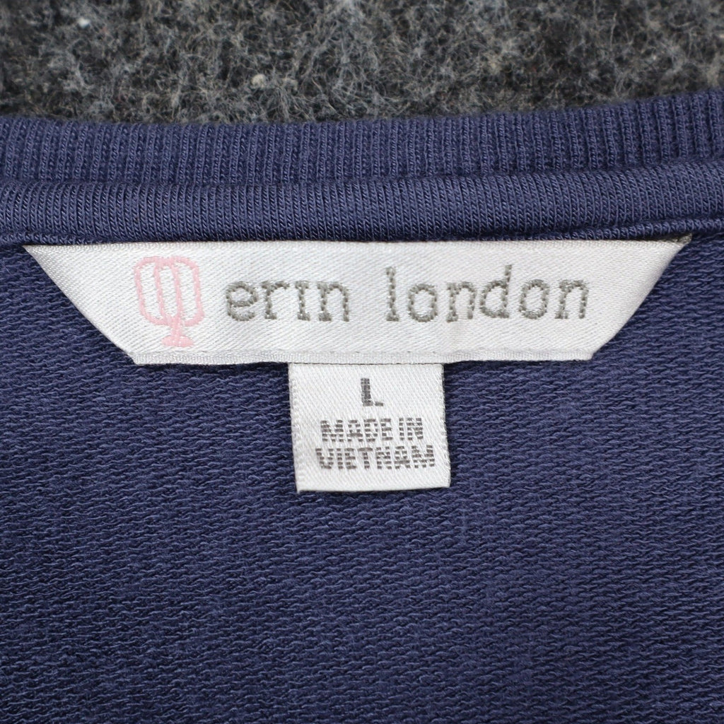 Erin London Top Womens L Blue Viscose Spandex Rhinestone Puff Sleeve NWT - take2supply