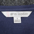 Erin London Top Womens L Blue Viscose Spandex Rhinestone Puff Sleeve NWT - take2supply