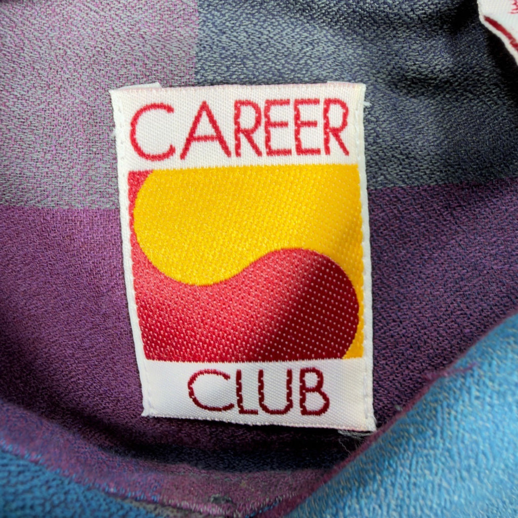 Career Club Vintage 90s Plaid Button Down Mens M Blue Purple Excellent - take2supply
