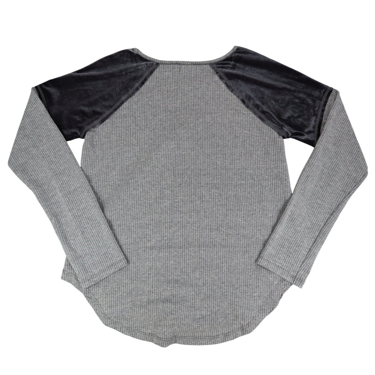 Hem & Thread Top Womens Small Gray Ribbed Knit Velvet Raglan Sleeve Shirt NEW - take2supply
