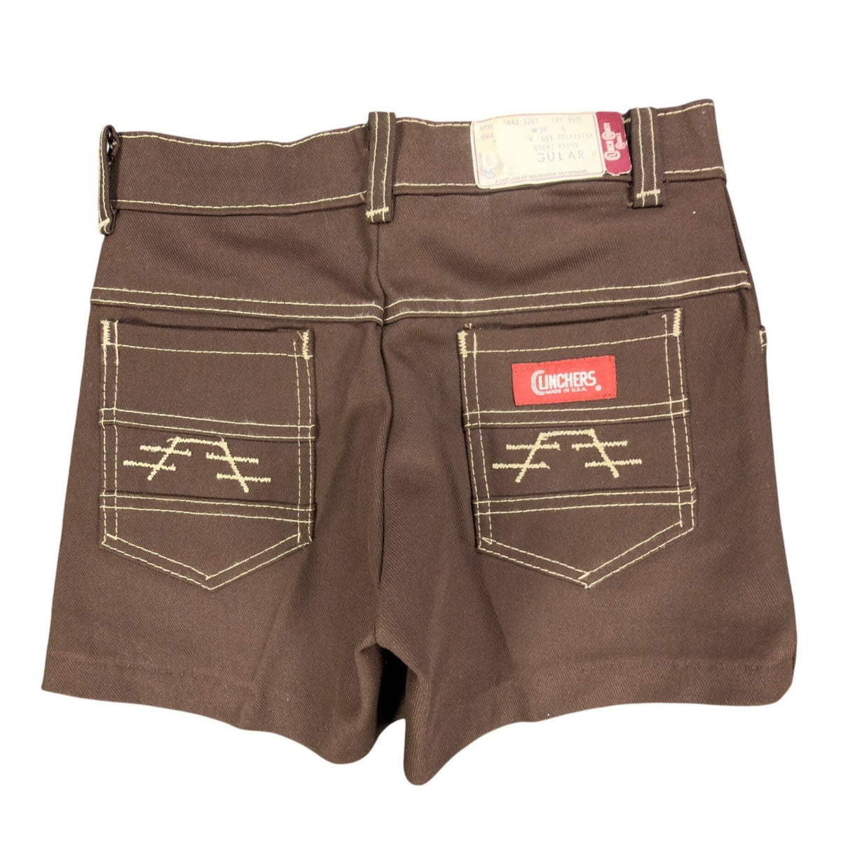 Linchers Vintage 70s Shorts Boys W27 Brown Cotton Poly NWT Deadstock USA Made - take2supply