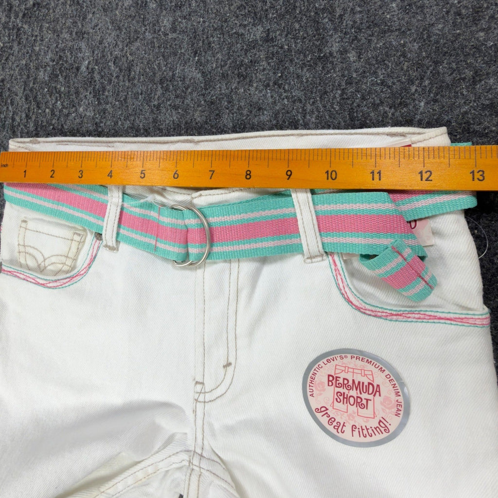 Levi's Y2K Denim Bermuda Shorts Girls 10 White Ramie Blend NWT - take2supply