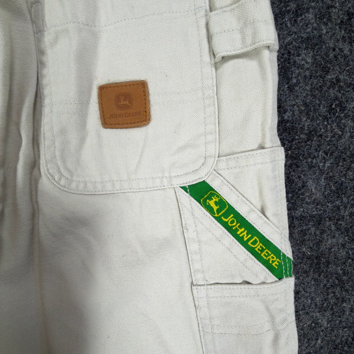 John Deere Y2K Carpenter Shorts Boys 6 Stone Cotton Canvas NWT Deadstock - take2supply