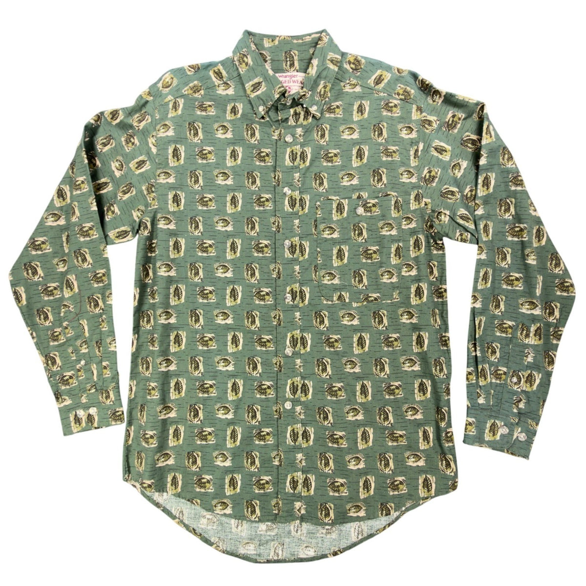 Wrangler Rugged Wear Leaf Print Shirt Mens M Green Cotton NWT R960LLV New - take2supply