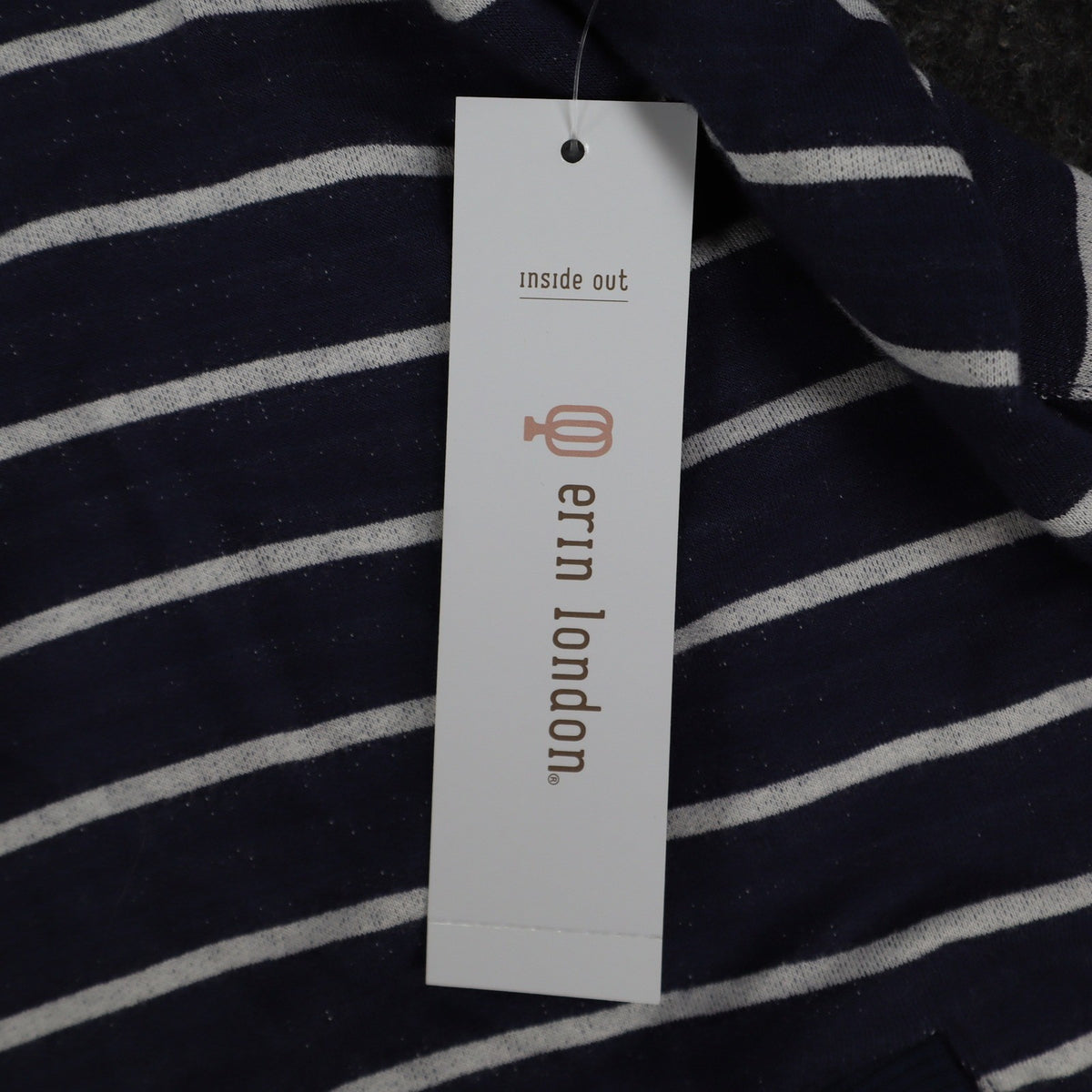 Erin London Womens M Navy White Striped Zip Hoodie Bell Sleeve Pockets NWT - take2supply