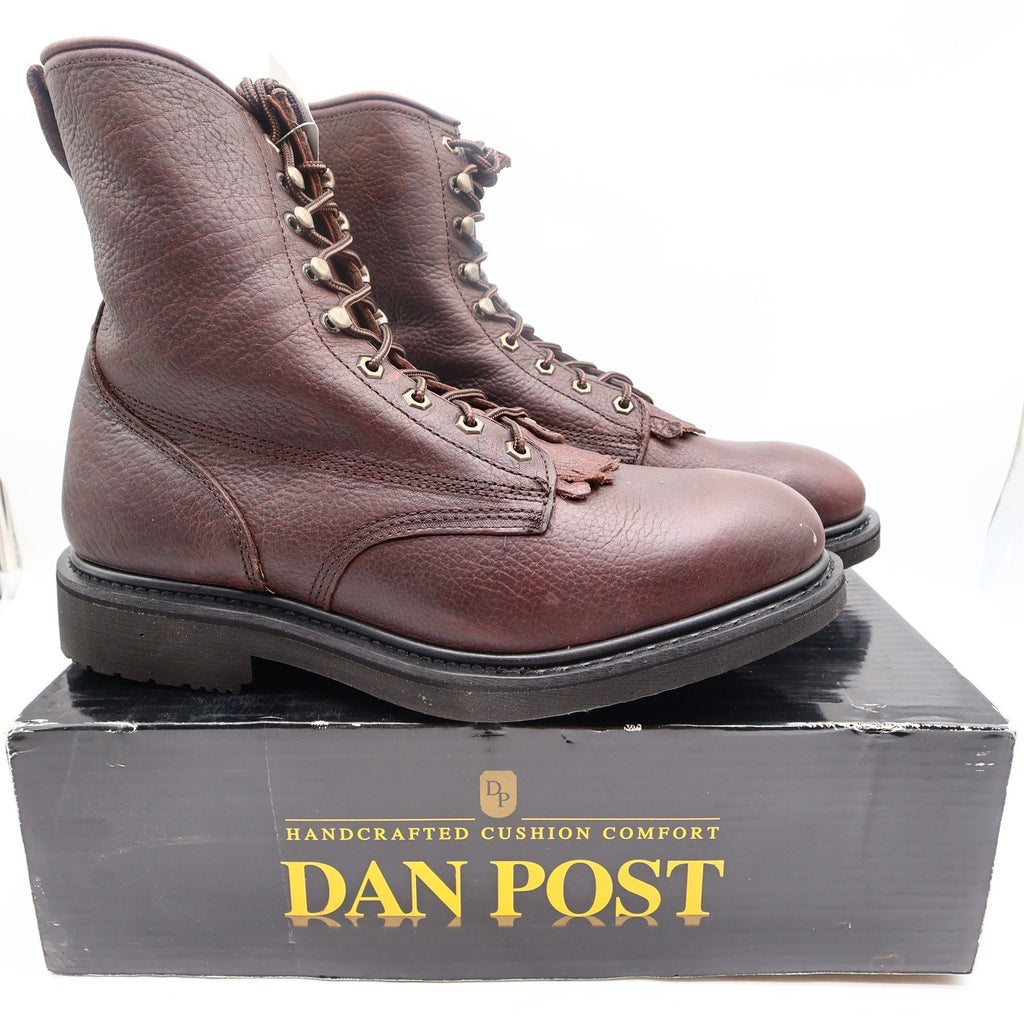 Dan Post Lace Up Boots Mens 13D Brown Oily Leather Kiltie DP69612 New With Tags - take2supply