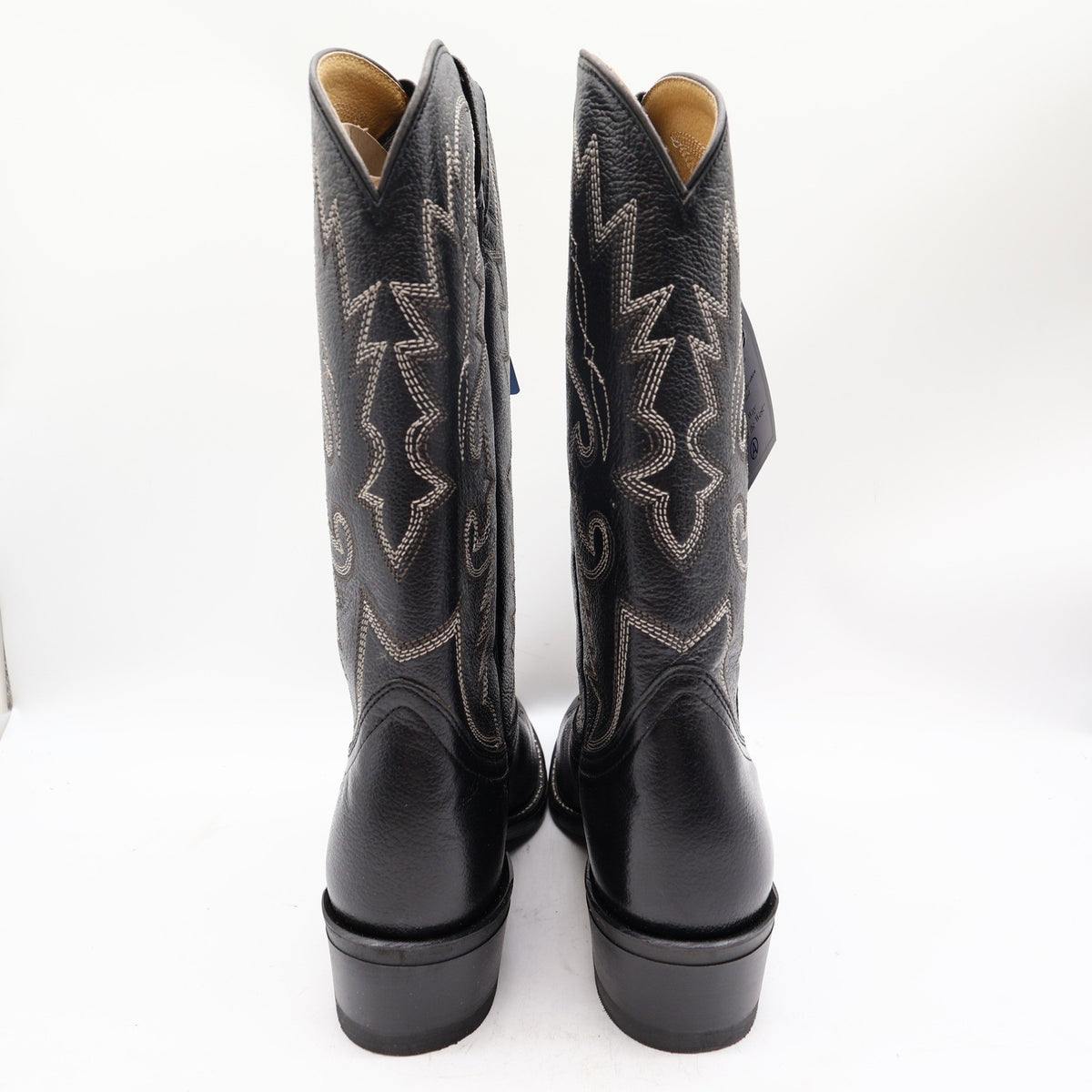Acme Vintage Western Boots Mens 10.5 D Black Leather NWT AC205 Cowboy Deadstock - take2supply
