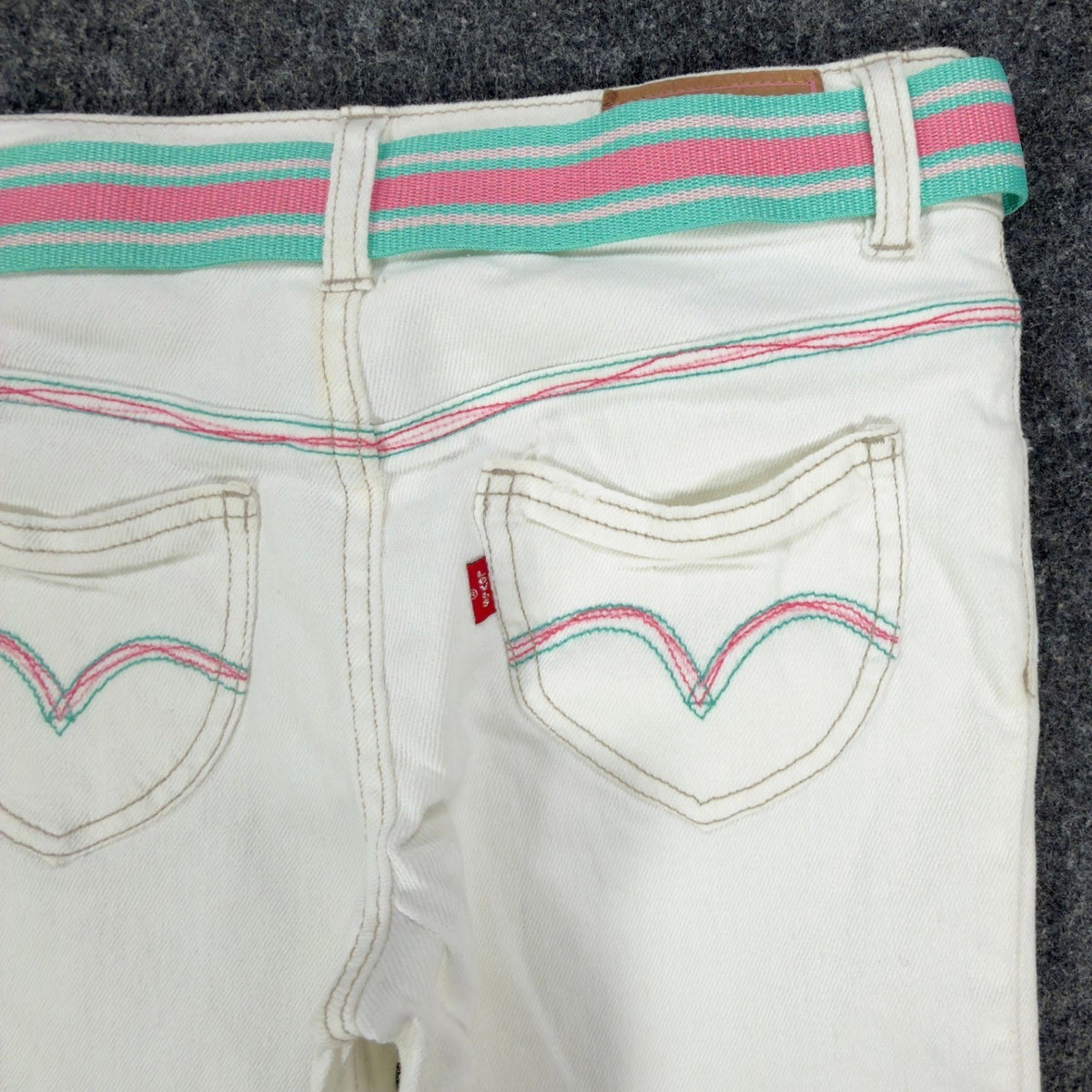 Levi's Y2K Bermuda Shorts Girls 12 White Denim NWT Deadstock - take2supply