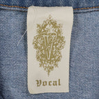 Vocal Denim Vest Womens Large Blue Light Wash Rhinestone Studded Frayed Y2K - take2supply