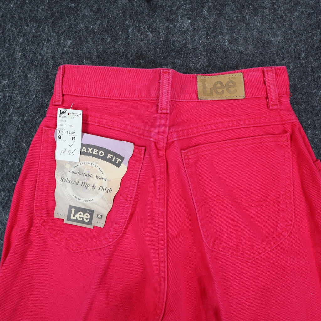Lee Relaxed Fit Shorts Womens 8 Medium Vintage 90s Poppy Red Cotton Made in USA - take2supply