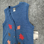 Southern Lady Vintage Sweater Vest Womens M Blue Leaf Embroidered Deadstock NWT - take2supply