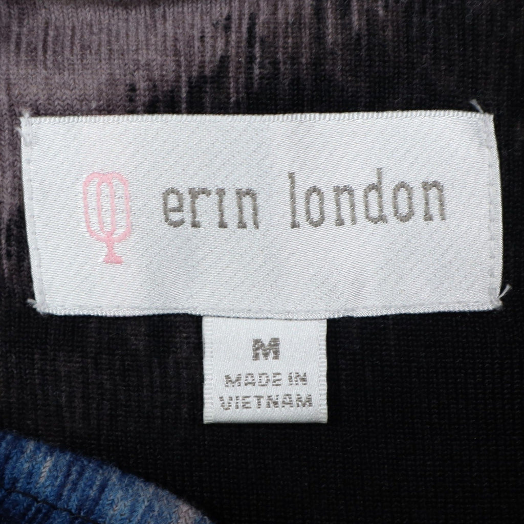 Erin London Women Medium Full Zip Jacket Blue Grey Abstract Grid Search 96455 - take2supply