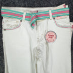 Levi's Y2K Bermuda Shorts Girls 12 White Denim NWT 2006 Retro Heart Pocket - take2supply