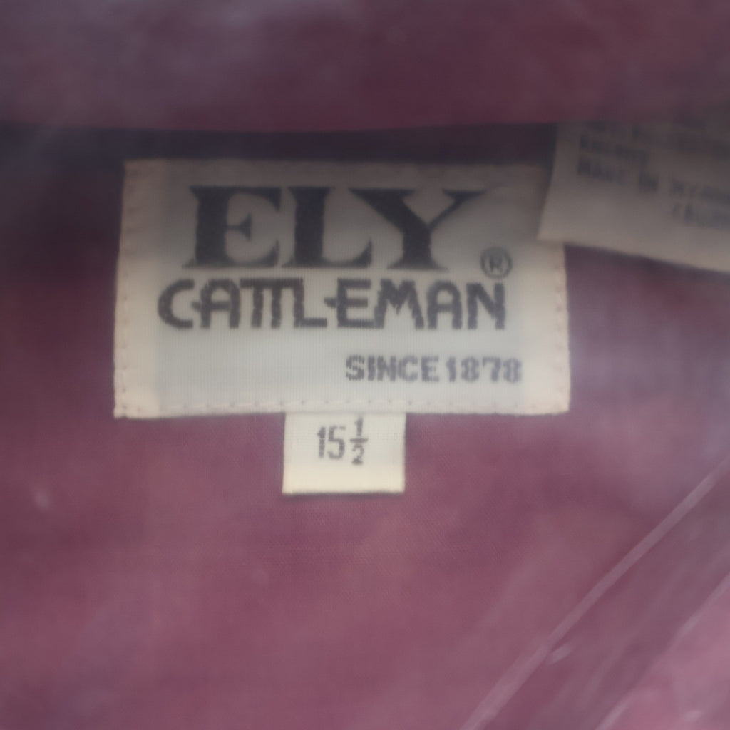 Ely Cattleman Western Shirt Mens 15.5 Burgundy Short Sleeve Pearl Snap NIP - take2supply