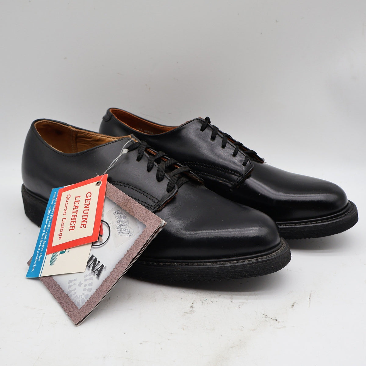 Carolina Oxford Shoes Mens 10 C Vintage Black Leather Plain Toe Made in USA New - take2supply