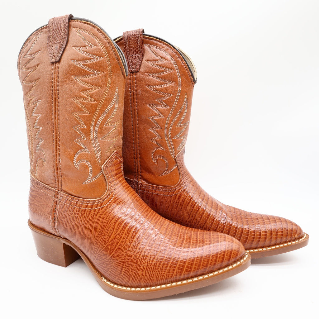 Acme Vintage Western Cowboy Boots Kids 2.5 D Brown Leather Deadstock NWT - take2supply