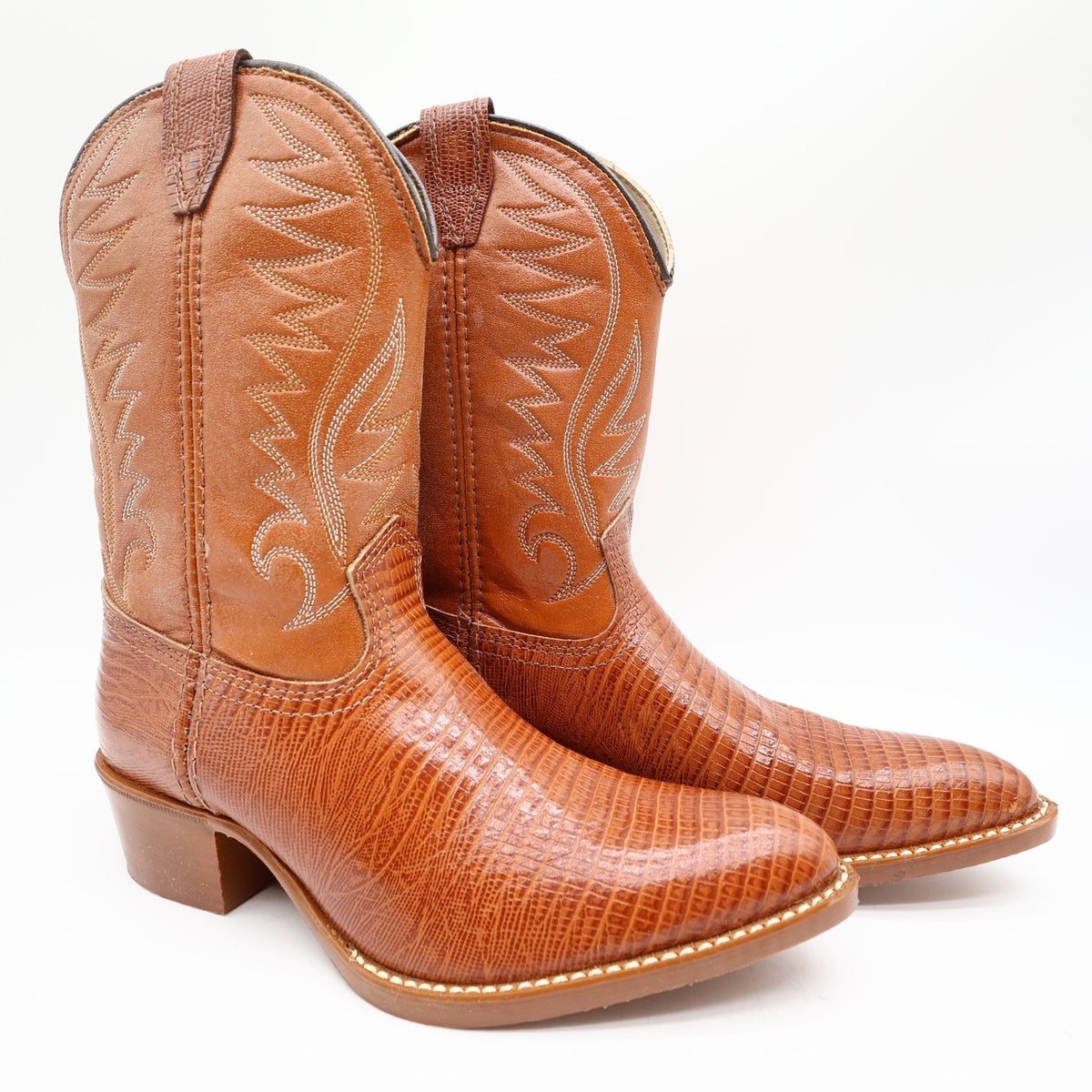 Acme Vintage Western Cowboy Boots Kids 2.5 D Brown Leather Deadstock NWT - take2supply