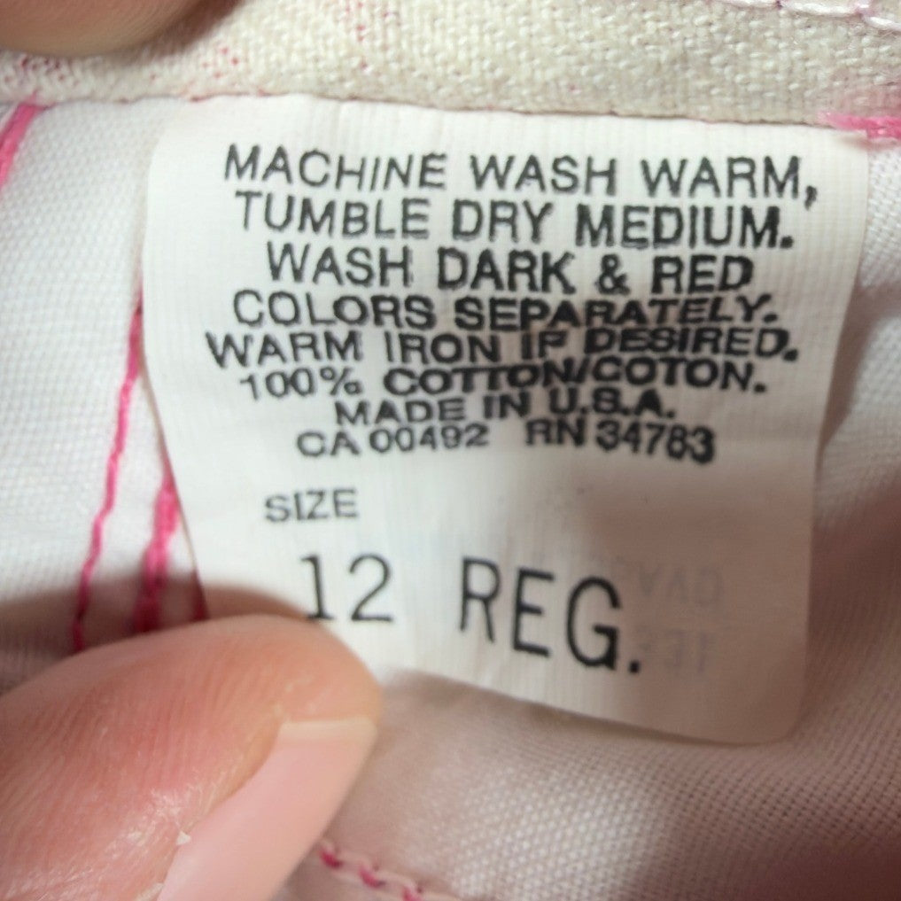 Lee Vintage 80s Floral Pants Girls 12 Magenta Pink Cotton High Waist NWT USA - take2supply