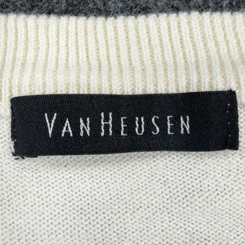 Van Heusen Argyle V-Neck Sweater Mens XL Cream Brown Grey Cotton NWT - take2supply