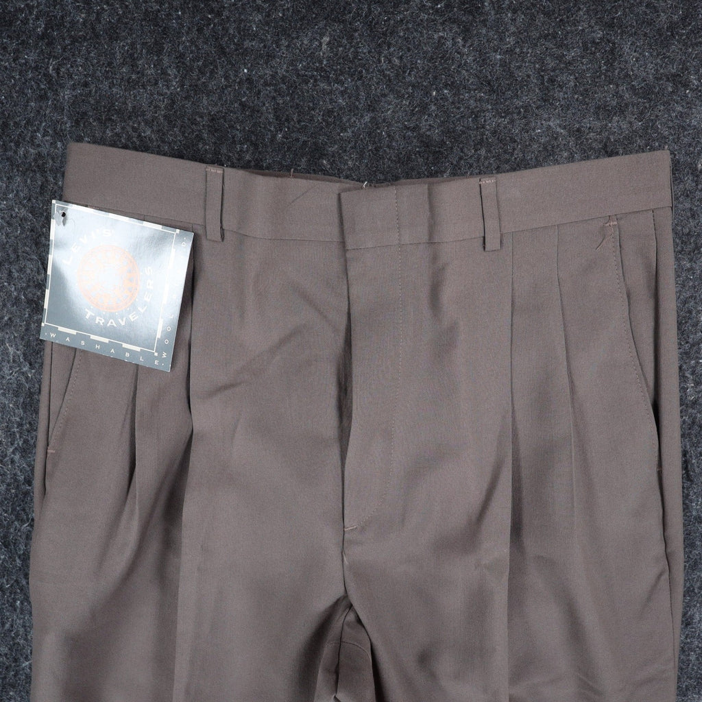 Levi's Action Slacks Pants Mens 34x29 Vintage 80s Deadstock Pleated Taupe Brown - take2supply