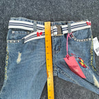 US Polo Assn Y2K Butterfly Jeans Girls 12 Blue Denim Flare Belted USPA NWT - take2supply