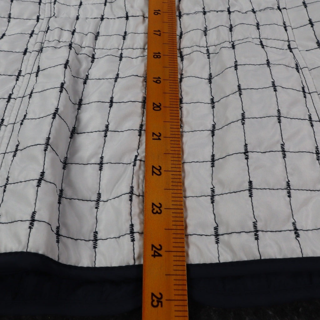 Marcona Reversible Quilted Jacket Womens Medium White Navy Grid Snap Front NWT - take2supply