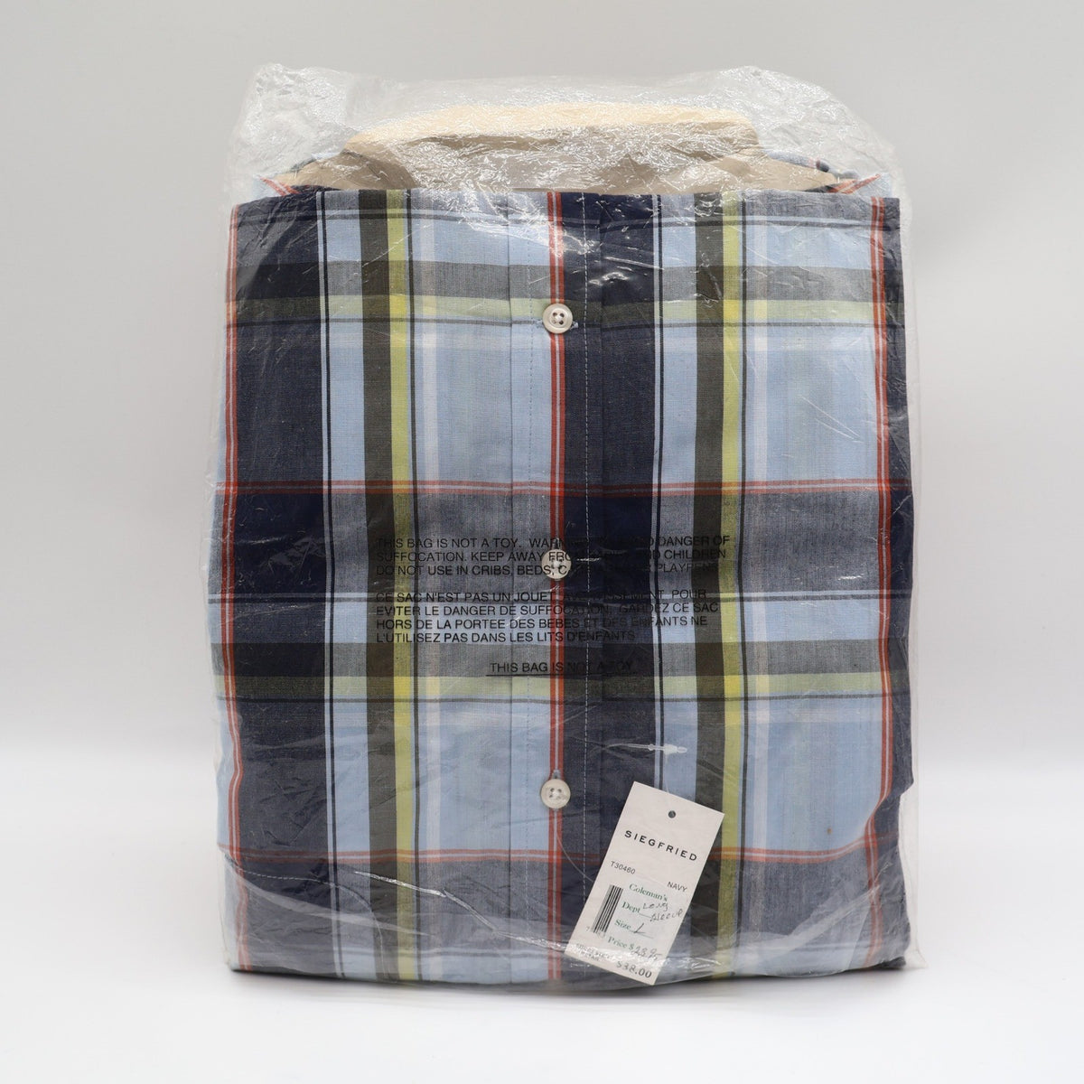 Siegfried & Company Plaid Button Down Shirt Mens Large Navy Blue Cotton NWT - take2supply