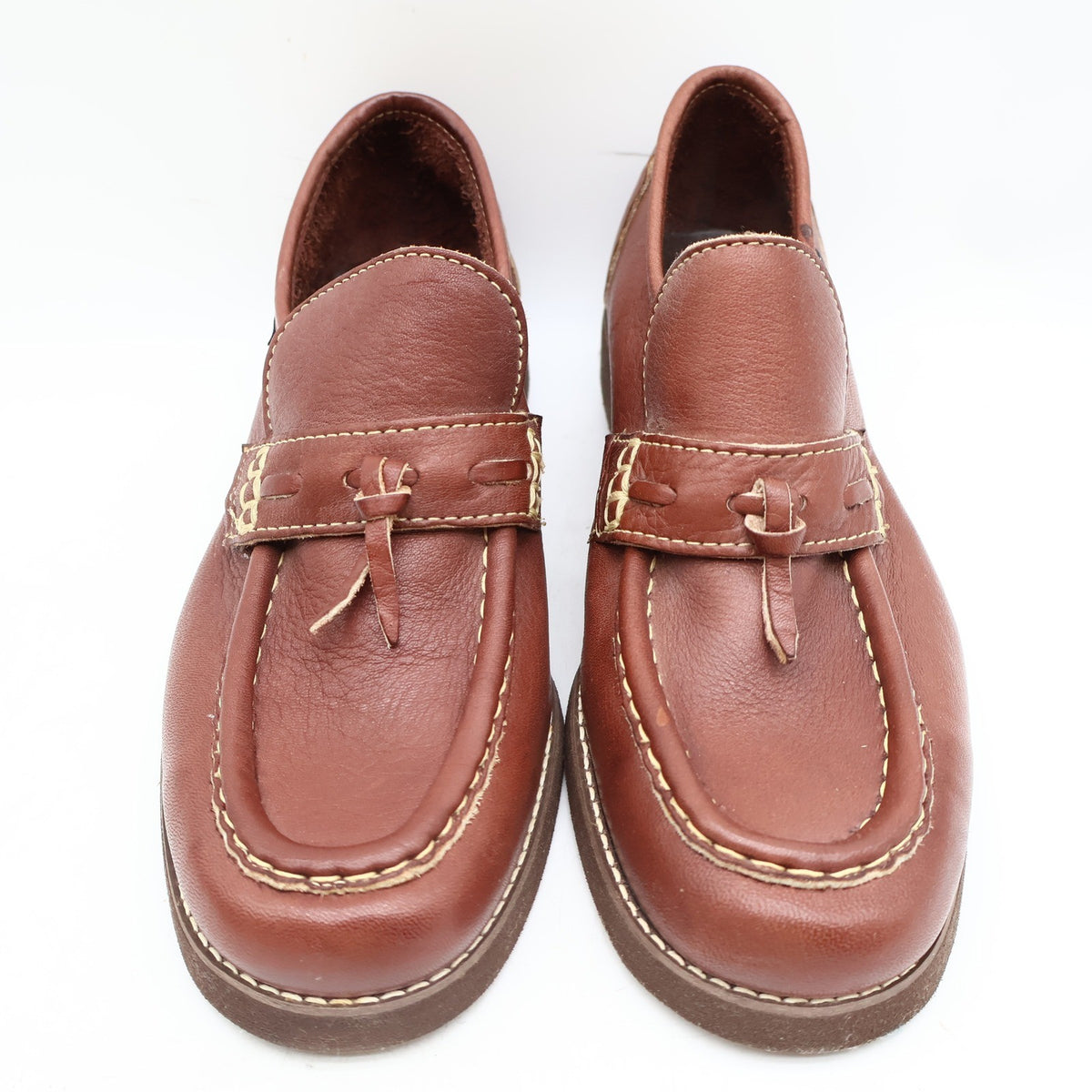 Wrangler Loafers Mens 8 M Vintage Brown Leather Deadstock Moccasin Toe 96-5527 - take2supply