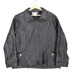 N Touch Zip Up Jacket Womens 14 Black Textured Crinkle Mock Neck New NWT - take2supply
