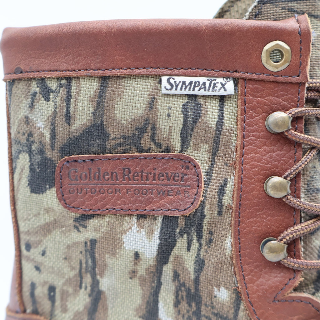 Golden Retriever Hunting Boots Mens 10.5 M Vintage USA Leather Camo Sympatex NEW - take2supply