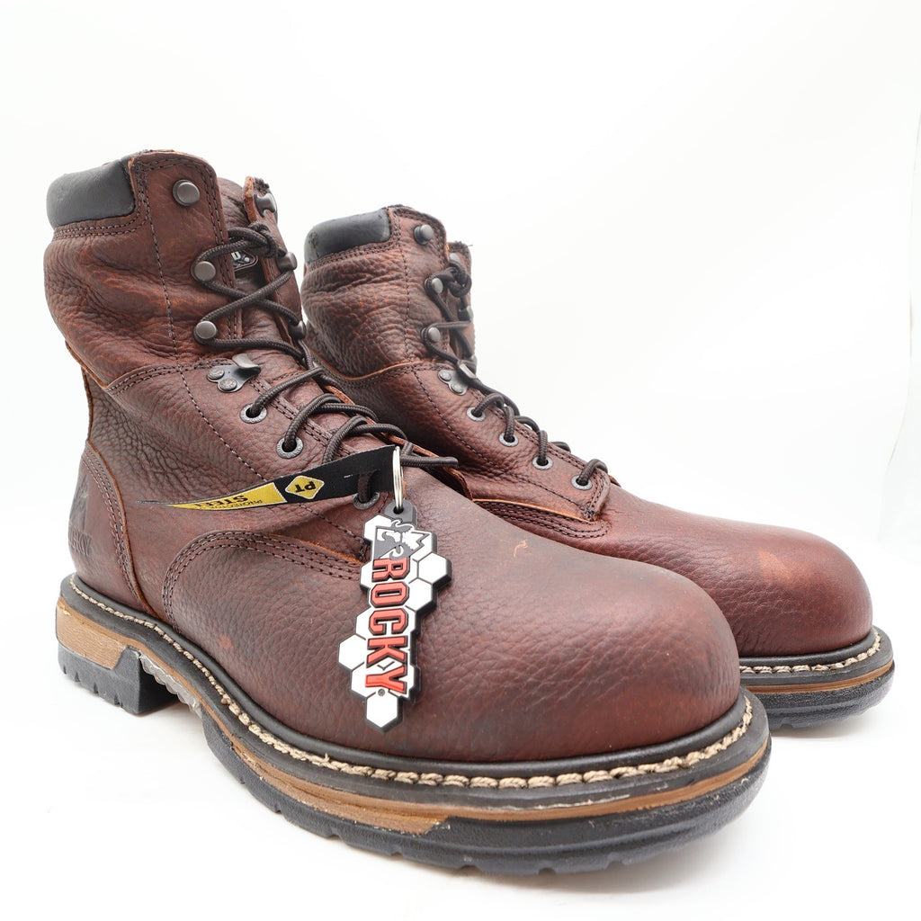 Rocky IronClad Steel Toe Work Boots Mens 12W Brown Leather Waterproof NWT - take2supply