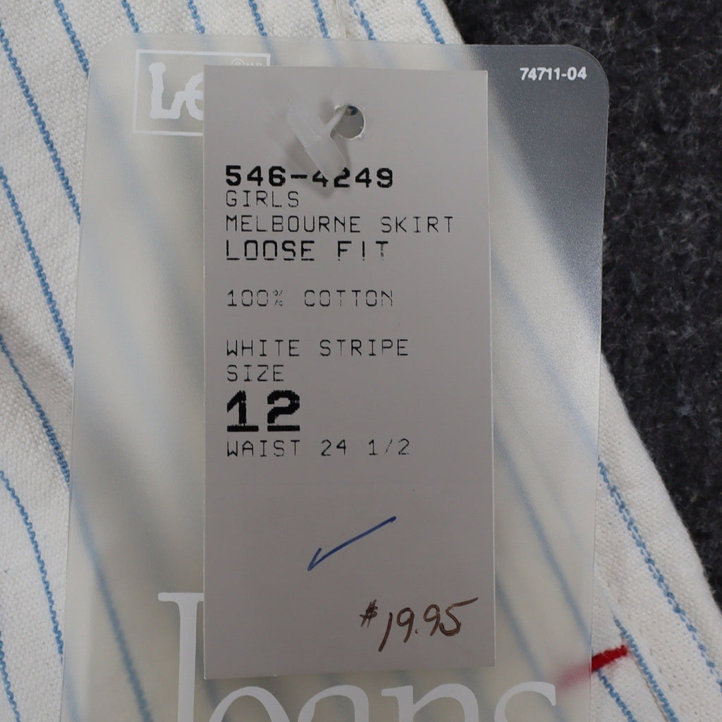 Lee Melbourne Skort Girls 12 Vintage 90s White Blue Stripe Cotton Loose Fit NWT - take2supply