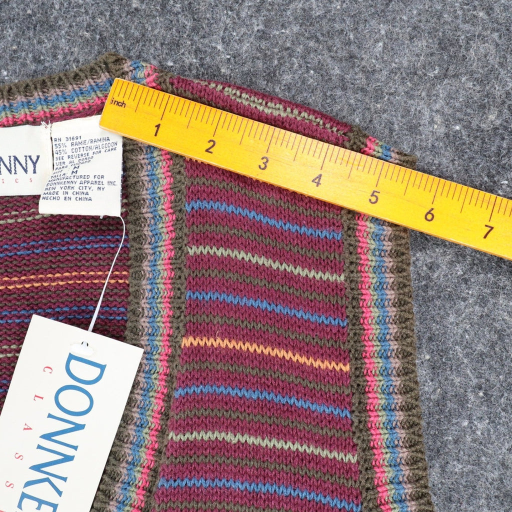 Donnkenny Sweater Vest Womens M Vintage 90s Burgundy Beaded Fair Isle Cotton - take2supply
